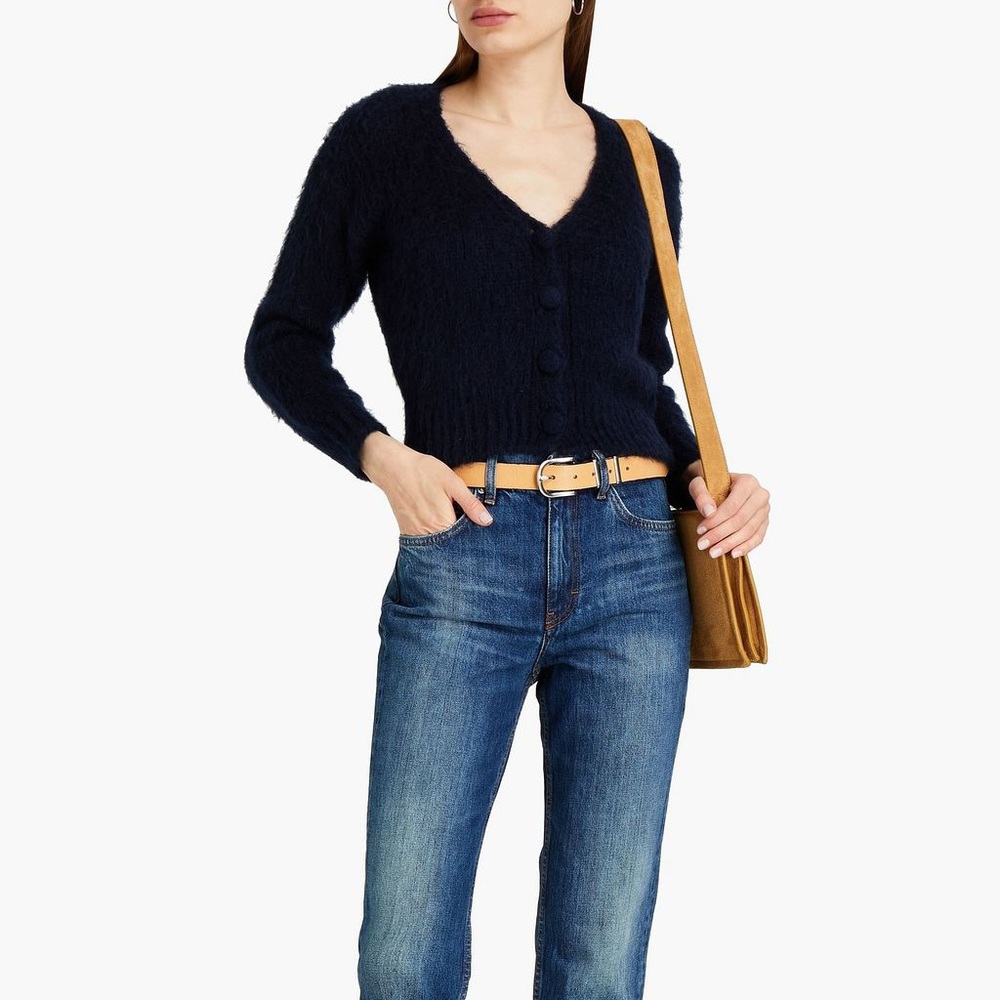 NWOT Maje Mistigri MOHAIR KNITTED CARDIGAN - 2/M - Navy